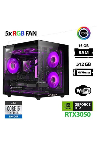 XASER Cube X130 i5 10400F 16GB Ram 512GB M.2 NVMe SSD RTX3050 Masaüstü Oyuncu...