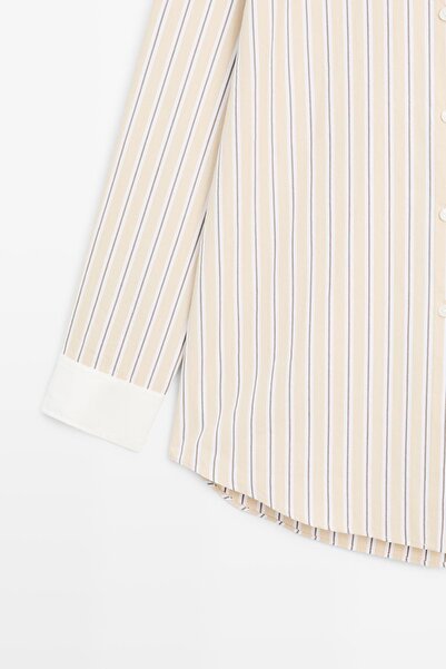 Massimo Dutti Kontrast detaylı çizgili gömlek