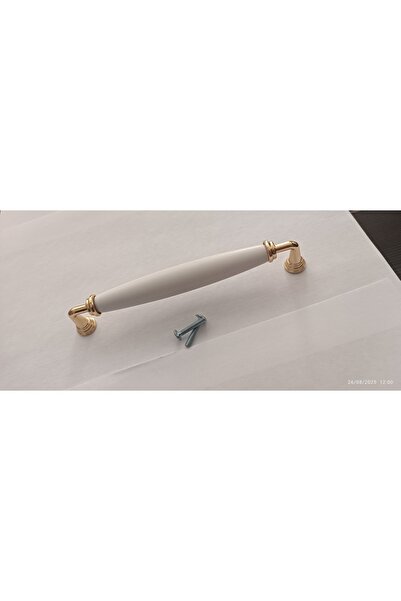 Arion 160 MM 1 ADET ALTIN METAL AYAKLI SERT POLİMER BEYAZ KULP DOLAP MUTFAK