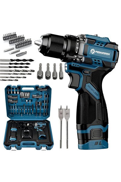 prohummer PH290 Yeni Akülü Kömürsüz Armut Batarya Vidalama Matkap Seti Çantalı 70 Parça 16V 2Ah