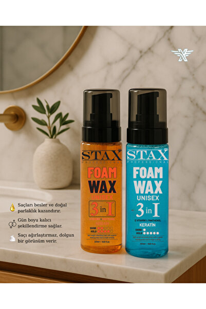 TRISTAX STAX Argan & Keratin Köpük Saç Şekillendirici 2'li SET