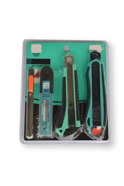 Taimi Cutter Multi-Purpose Retractable Knife Snap-Off Stainless Steel Blades Set 4 Piece