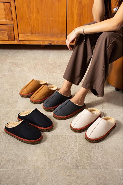 Peta Γυναικείες παντόφλες σπιτιού με ψηλή σόλα με γούνινο επένδυση