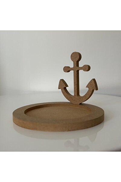 zeygift Çapa Temalı Bardak Altlığı, Tak Çıkar, Boyanabilir Ham Mdf