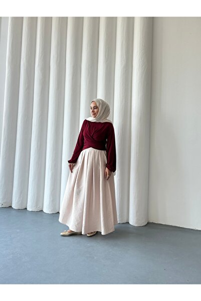 She Olive Μακριά φούστα με πλισέ σε ψηλόμεσο τύπο Hijab