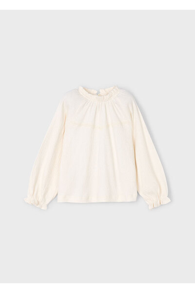 MAYORAL بلوزة شيفون شبكية باللون البيج للفتيات 4003