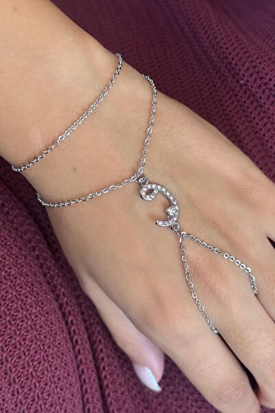 TAKIŞTIR Silver Color Stone Detailed Steel Şahmeran