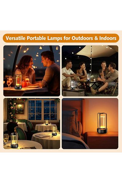Taimi Rechargeable Cordless LED Lamp,3-Colour Infinitely Dimming Battery Powered Small,Black