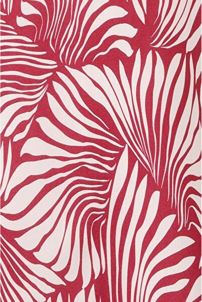 Şans Women's Plus Size Red, Side Slit Cuff Long Sleeve, V-Neck Long Tunic 65N39100