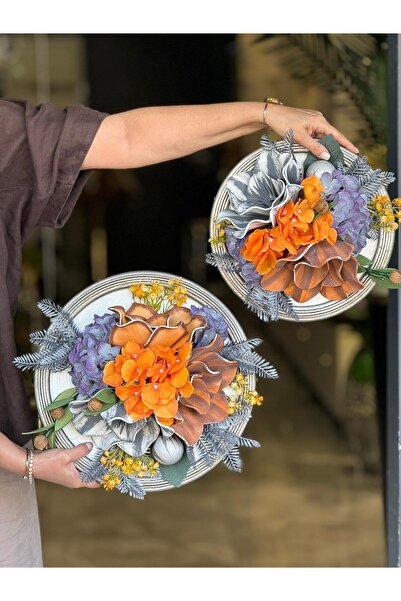 TASARIMHMODA Yapay Çiçekli Ahşap Duvar Süsü No:33