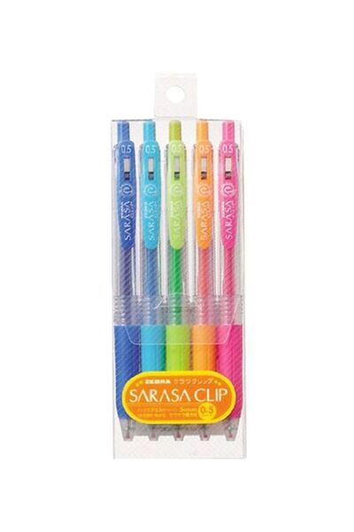Zebra 5-Piece Sarasa Push Clip Gel-Ink Pens
