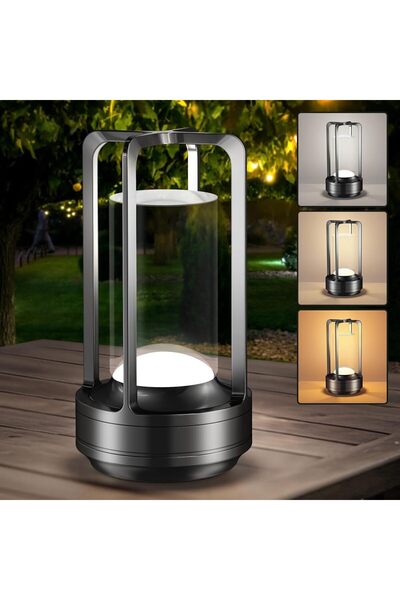 Taimi Rechargeable Cordless LED Lamp,3-Colour Infinitely Dimming Battery Powered Small,Black