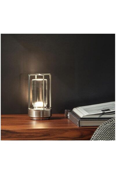 Taimi Pack of 2 Rechargeable Cordless LED Lamp,3-Colour Infinitely Dimming Battery Powered Small,Silver