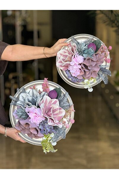 TASARIMHMODA Yapay Çiçekli Ahşap Duvar Süsü No:31