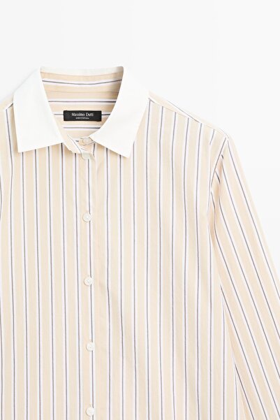 Massimo Dutti Kontrast detaylı çizgili gömlek