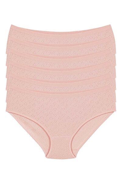 Quatarze Yildiz 6 Pack 100% Cotton Heart Jacquard Bato Panties Q3590
