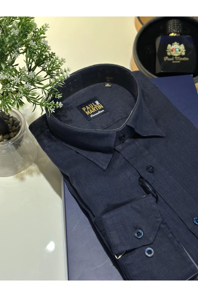 Paul Martin Canadian PAUL MARTİN NEW COLLECTİON SS25 HAM KETEN ER GÖMLEK-PM36...
