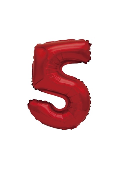 SDX Market Metallic foil balloon, Number 5, 100 cm, Red