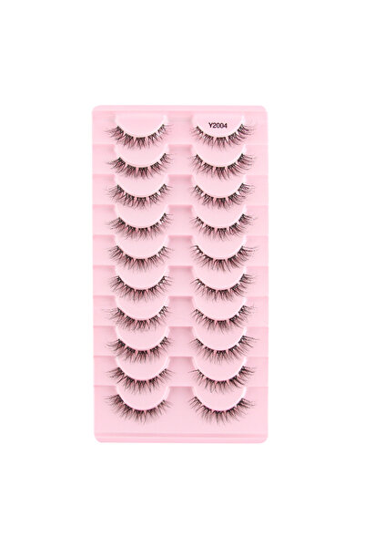 Choice3 10 أزواج - Y2004 10 أزواج من الرموش الصناعية الطبيعية من مانجا لاشز ثلاثية الأبعاد من فرو المنك الصناعي الناعم والرفيع