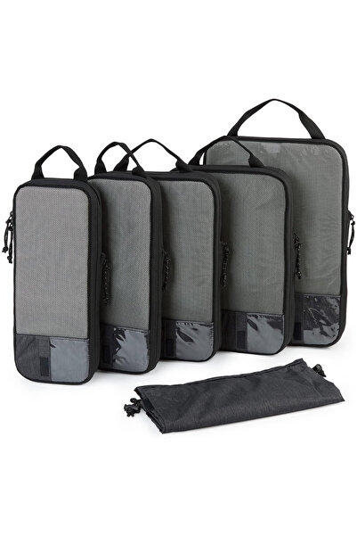 Elindor Set of 6 Elindor® Compression Cubes for Luggage Organization – Black, Lightweight