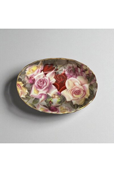 Zuccara Maison İthal Porselen Gül Desenli Lokumluk (10 cm – 6’lı Set)