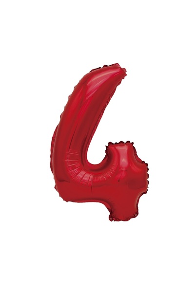 SDX Market Metallic foil balloon, Number 4, 100 cm, Red
