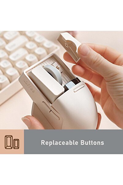 LOFREE Touch PBT Wireless Mouse — 4000 DPI OLED, Bluetooth/2.4G/Wired (Tofu Pink)