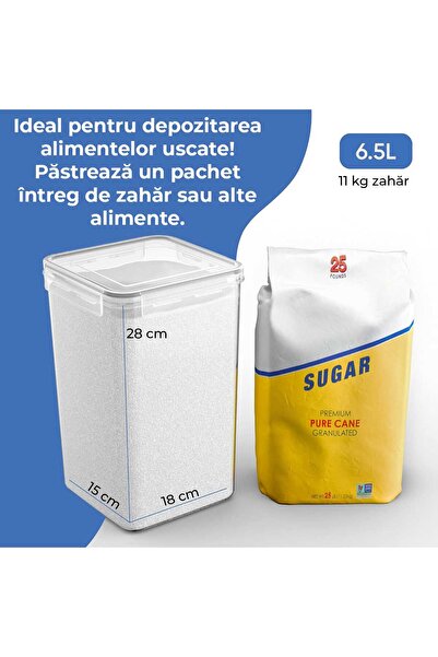 Elindor Set of 4 extra large food containers, 6.5L, airtight closure, BPA free, reusable labels, transparent