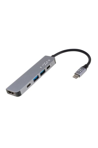 FIXED Hub Tip-C, 2 x USB, HDMI 4K, 100W Fix, gri