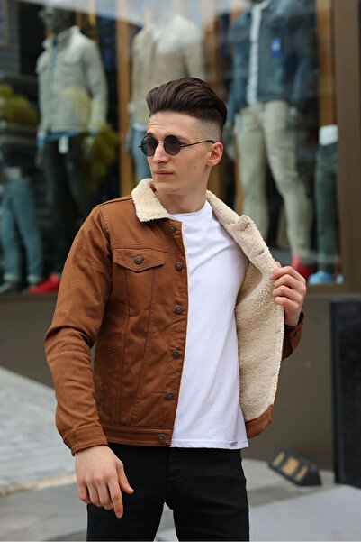 Wkm Denim سترة جينز من الدنيم مبطنة بالفرو للرجال