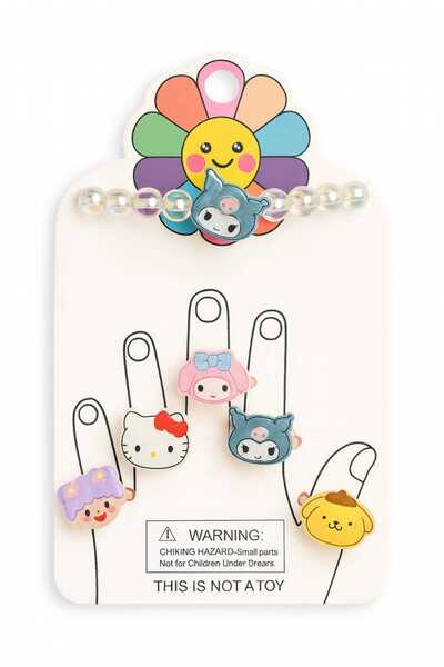 Eva Rose 3-6 Years Old 6-Piece Girls' Ring Bracelet Set Girls' Bracelet Girls' Jewelry Set Girls' Ring