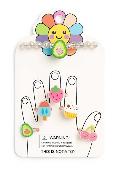 Eva Rose 3-6 Years Old 6-Piece Girls' Ring Bracelet Set Girls' Bracelet Girls' Jewelry Set Girls' Ring