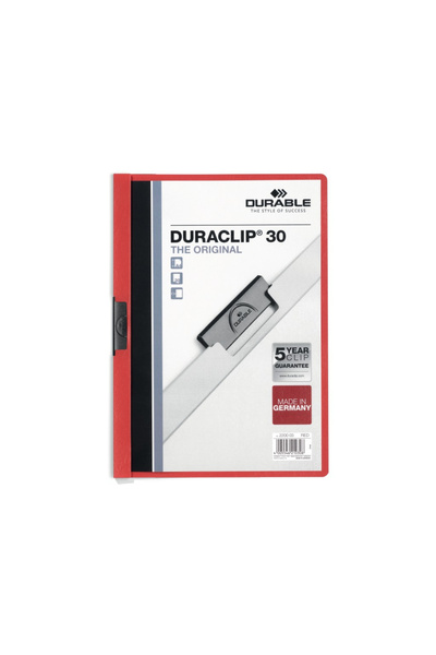 Durable Duraclip Original 30 Durable Plastic File, Red