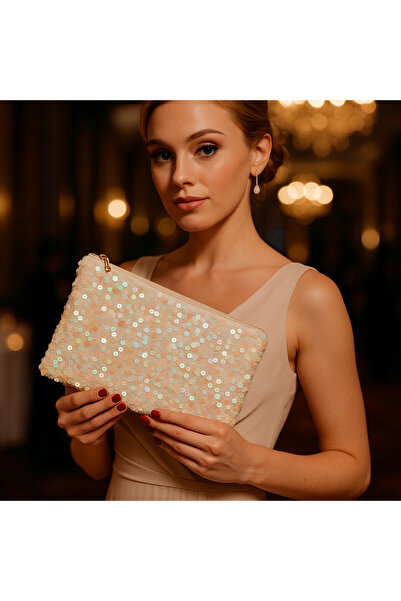 MER HOME Pulbere de paiete roz, machiaj, geantă de seară, geantă pentru rochie de seară