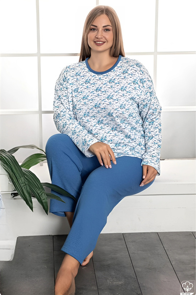 Farya Home X-Dreamy Plus Size Cotton Print Long Sleeve Pajamas Set