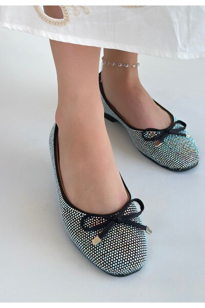 FTT SHOPPING MARKET Potte Black Satin Ballerina Shoes