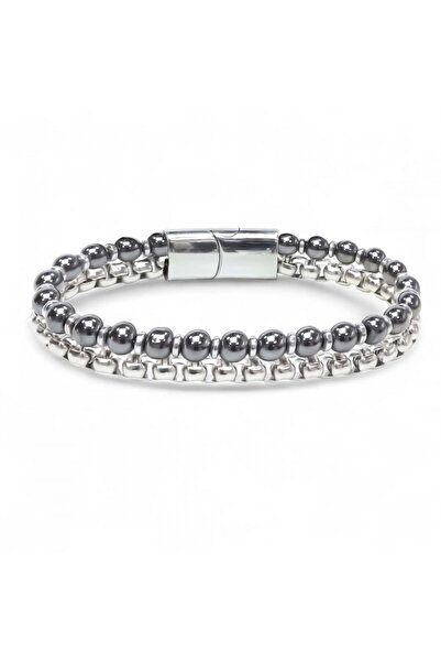SeyCey.co Hematite and Silver Hematite Bracelet with Steel Chain |   February...