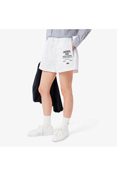 Lacoste Long Print Kadın Beyaz Şort