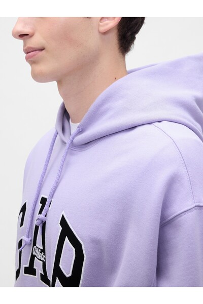 GAP Erkek Mor Heavyweight Oversized Logo Sweatshirt