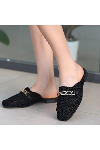 buğrahayalin Emert Black Braided Slippers