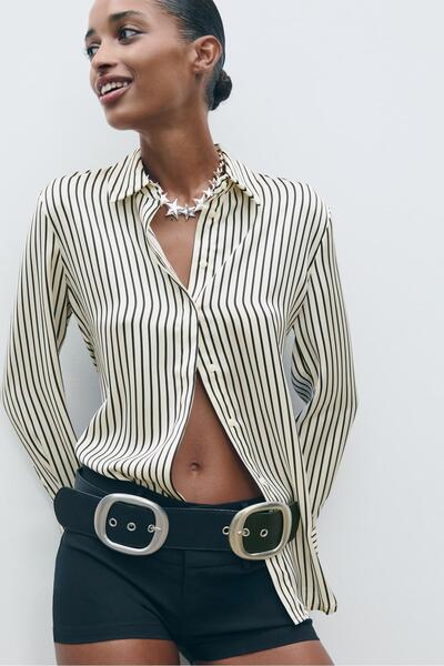 Stradivarius Basic striped satin shirt