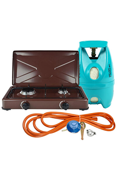 MXM Aragaz maro, 2 arzătoare + kit GPL reglabil RH-10 + tub flexibil 2M + 2 cleme + butelie 5L