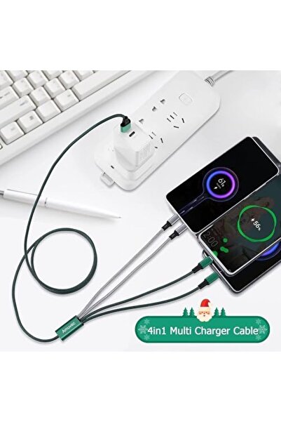 Generic Multi Charger Cable, Amuvec [3A 1.2M] 4 in 1 USB Fast Charging Nylon Braided Cord