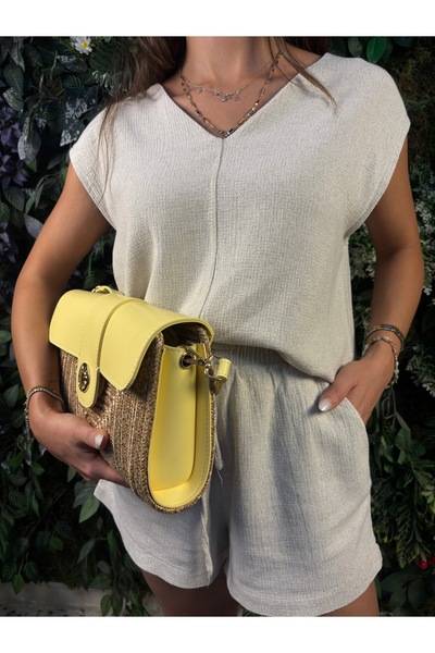 MaVaux Capri Straw Look Leather Blend Stylish Shoulder Crossbody Bag