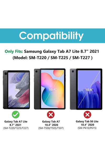 OEM Husă tip book compatibilă cu tableta Samsung Galaxy Tab A7 Lite 8.7 inch 2021 SM-T220/T225, piele PU