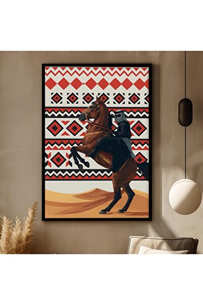 4gdran Traditional Sadu weaving canvas painting with a hollow champagne frame