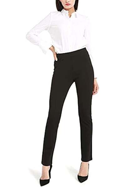 OEM Black, straight, elegant pants for women with 2 pockets, XXL