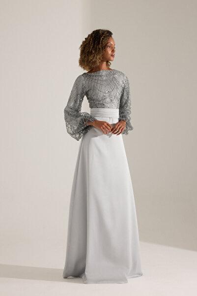 BETTY & SAM CHARBEL GRİ GECE ELBİSESİ