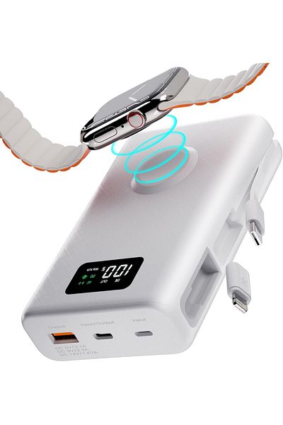 Pzoz Power Bank 20000mAh, 2-in-1 Portable Charger for iPhone 14 15 16 Pro Max, Apple Watch Series &
