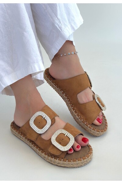 Erbilden Hertas Mink Nubuck Buckle Slippers